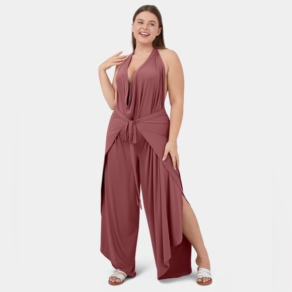 Halara High Waisted Lace Up Split Hem Palazzo Wide Leg Flowy Casual Pants - Picture 3 of 12